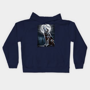 The night of the howling wolf Kids Hoodie